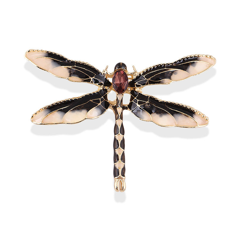 Korean Original Handmade Rhinestone Alloy Dragonfly Brooch - Enamel Crystal Insect Pin, Unisex Fashion Lapel Accessory