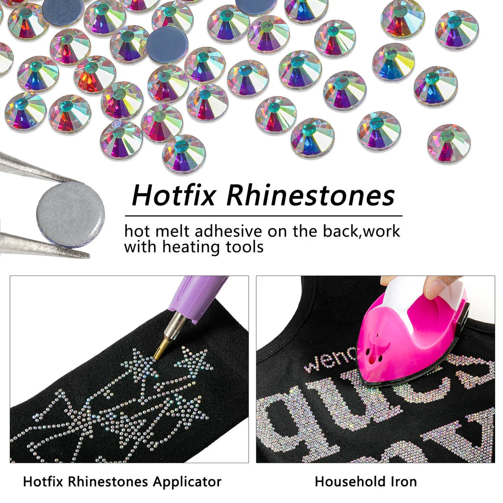 Hotfix Rhinestones, Crystal Rhinestones for Crafts Clothes DIY Decoration-Crystal AB