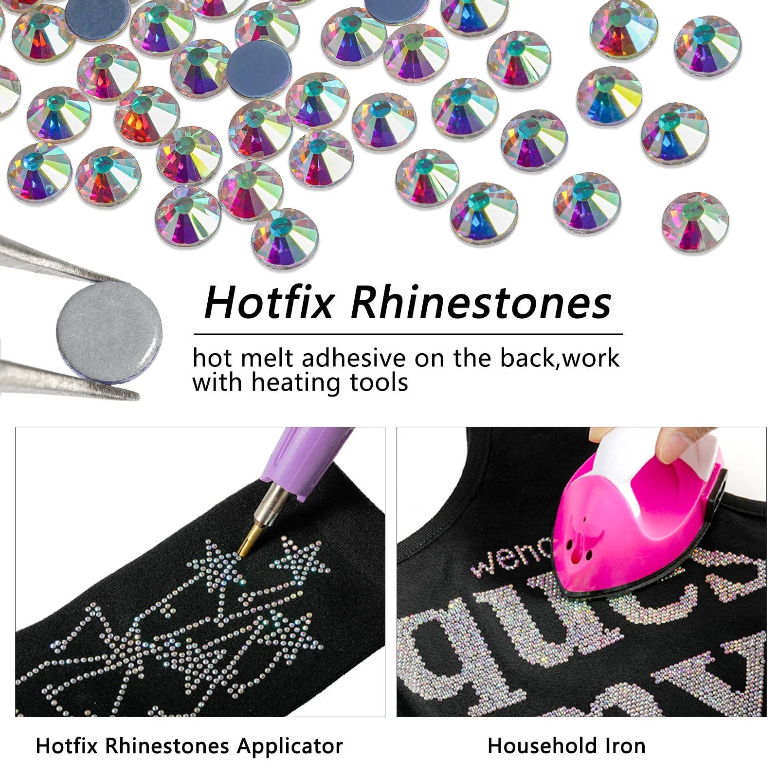 Hotfix Rhinestones, Crystal Rhinestones for Crafts Clothes DIY Decoration-Crystal AB