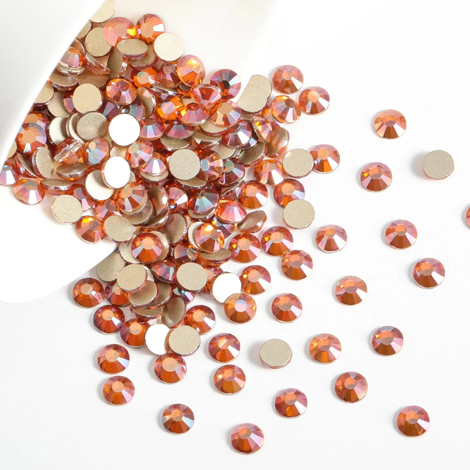 Flat Back Crystal Rhinestones Round Gems For Nail Art And Craft Glue Fix - Amber