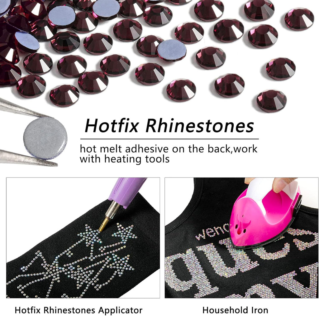 Hotfix Rhinestones, Crystal Rhinestones for Crafts Clothes DIY Decoration- Amethyst