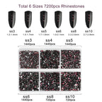 7200pcs Flatback Rhinestones,Nail Gems Round Crystal Rhinestones for Crafts,Mixed 6 Sizes with Wax Pencil Kit, SS3-SS10-Amethyst