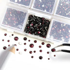 4300pcs Flatback Rhinestones, Nail Gems Round Crystal Rhinestones for Crafts,Mixed 6 Sizes with Picking Tweezers and Wax Pencil Kit-Amethyst