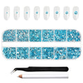 Rhinestones for Makeup,8 sizes 2500pcs Flatback Rhinestones Face Gems for Nails Crafts with Tweezers and Wax Pencil - Aquamarine