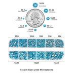 Rhinestones for Makeup,8 sizes 2500pcs Flatback Rhinestones Face Gems for Nails Crafts with Tweezers and Wax Pencil - Aquamarine