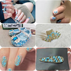 Flat Back Crystal Rhinestones Round Gems For Nail Art And Craft Glue Fix - Aquamarine