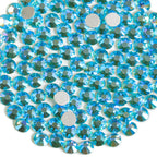 Flat Back Crystal Rhinestones Round Gems For Nail Art And Craft Glue Fix - Aquamarine AB