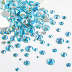 Rhinestones for Makeup,8 sizes 2500pcs Flatback Rhinestones Face Gems for Nails Crafts with Tweezers and Wax Pencil- AquamarineAB