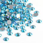 Flat Back Crystal Rhinestones Round Gems For Nail Art And Craft Glue Fix - Aquamarine AB
