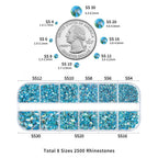 Rhinestones for Makeup,8 sizes 2500pcs Flatback Rhinestones Face Gems for Nails Crafts with Tweezers and Wax Pencil- AquamarineAB