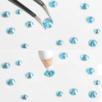 Rhinestones for Makeup,8 sizes 2500pcs Flatback Rhinestones Face Gems for Nails Crafts with Tweezers and Wax Pencil- AquamarineAB