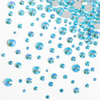 Rhinestones for Makeup,8 sizes 2500pcs Flatback Rhinestones Face Gems for Nails Crafts with Tweezers and Wax Pencil- AquamarineAB