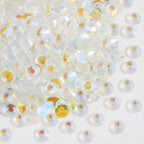 Flat Back Crystal Rhinestones Round Gems For Nail Art And Craft Glue Fix - Aurora White