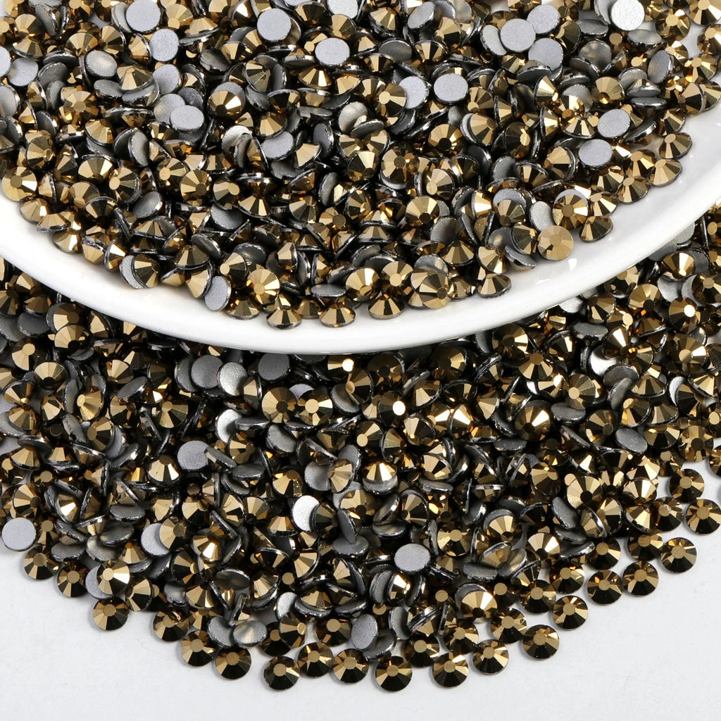Flat Back Crystal Rhinestones Round Gems For Nail Art And Craft Glue Fix - Aurum