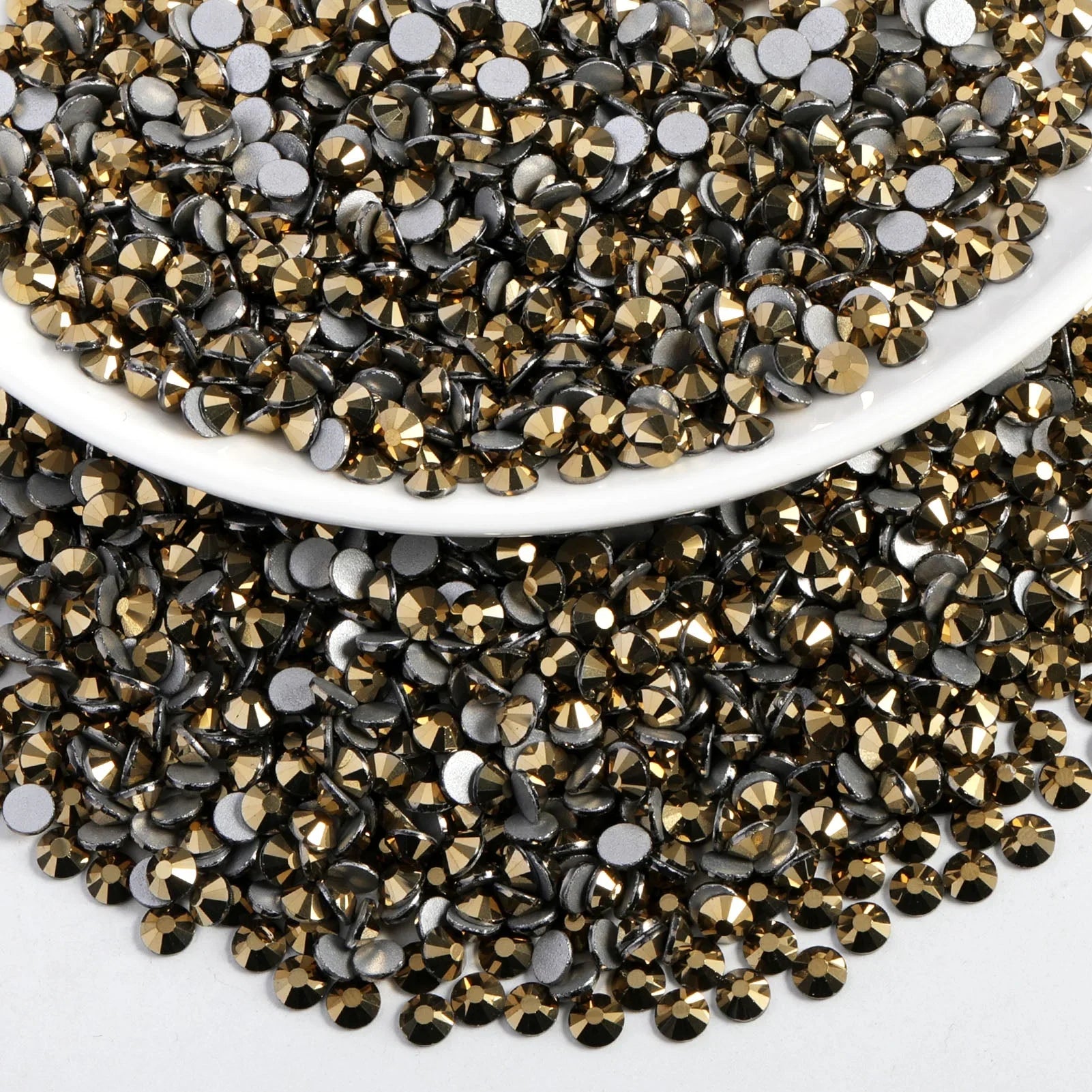 Flat Back Crystal Rhinestones Round Gems For Nail Art And Craft Glue Fix - Aurum