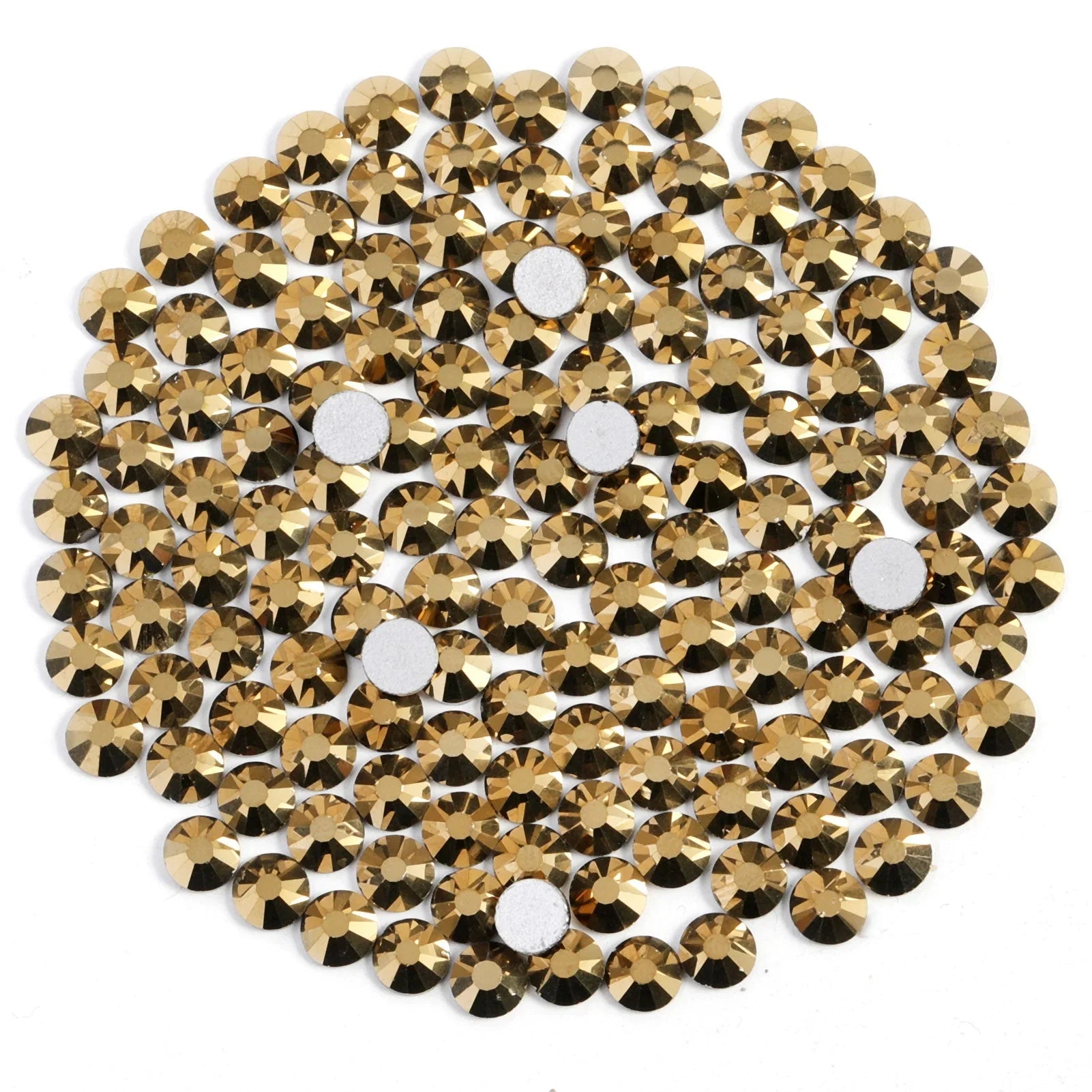 Flat Back Crystal Rhinestones Round Gems For Nail Art And Craft Glue Fix - Aurum