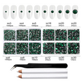 8300PCS Flatback Rhinestones, Nail Gems Round Crystal Rhinestones for Crafts, Mixed 10 Sizes with Wax Pencil and Tweezer Kit, SS3-SS30-Emerald