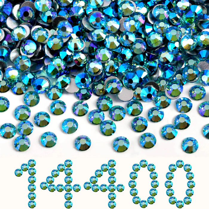 Flatback Rhinestones Bulk, Rhinestones for Nails Crafts Clothes DIY Decoration, AquamarineAB