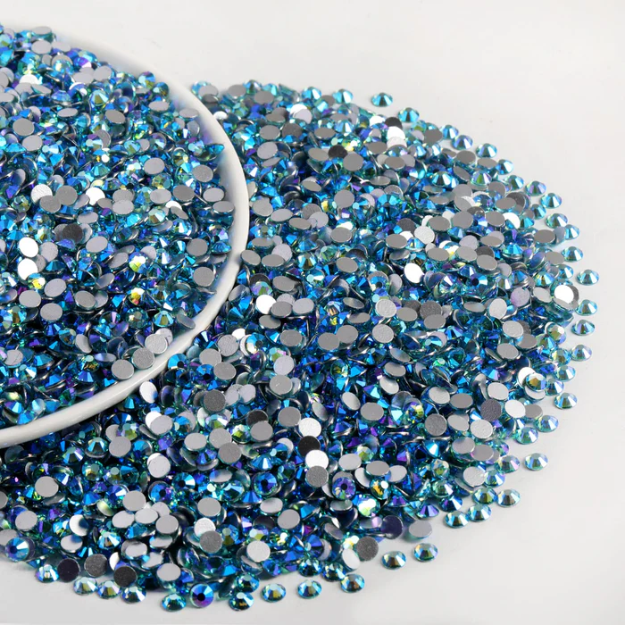 Flatback Rhinestones Bulk, Rhinestones for Nails Crafts Clothes DIY Decoration, AquamarineAB