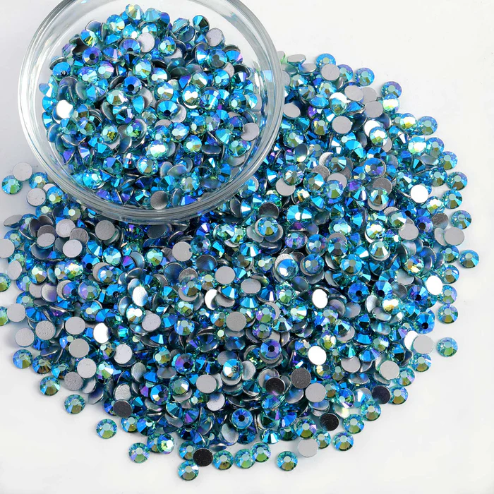 Flatback Rhinestones Bulk, Rhinestones for Nails Crafts Clothes DIY Decoration, AquamarineAB