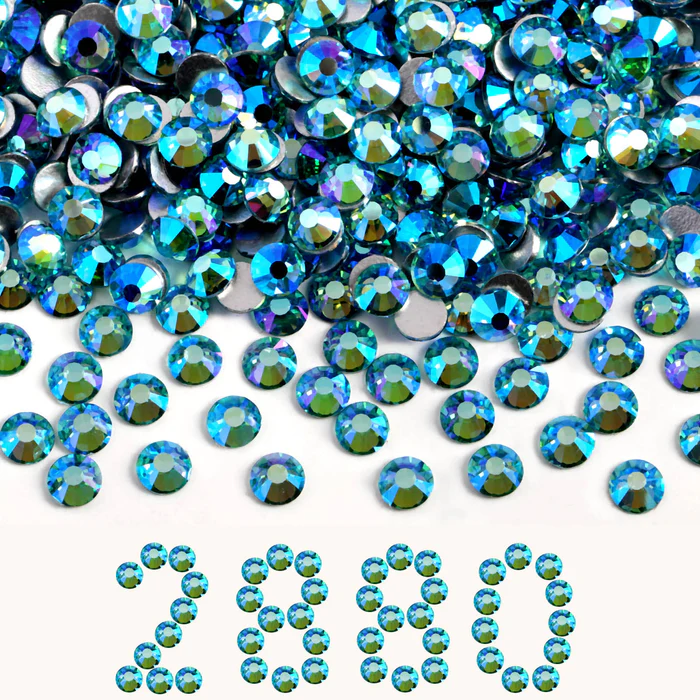 Flatback Rhinestones Bulk, Rhinestones for Nails Crafts Clothes DIY Decoration, AquamarineAB