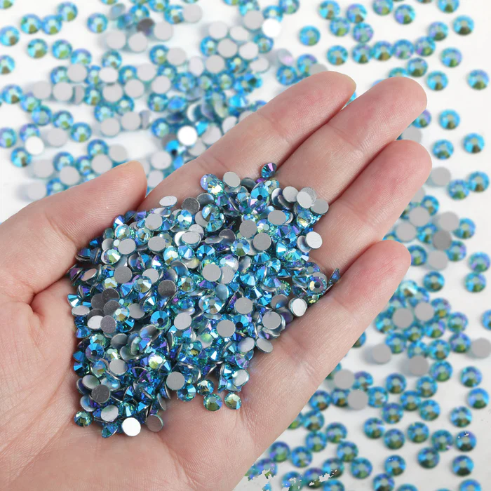 Flatback Rhinestones Bulk, Rhinestones for Nails Crafts Clothes DIY Decoration, AquamarineAB