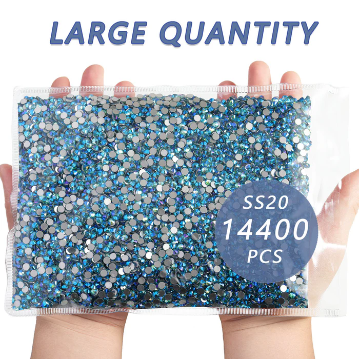 Flatback Rhinestones Bulk, Rhinestones for Nails Crafts Clothes DIY Decoration, AquamarineAB