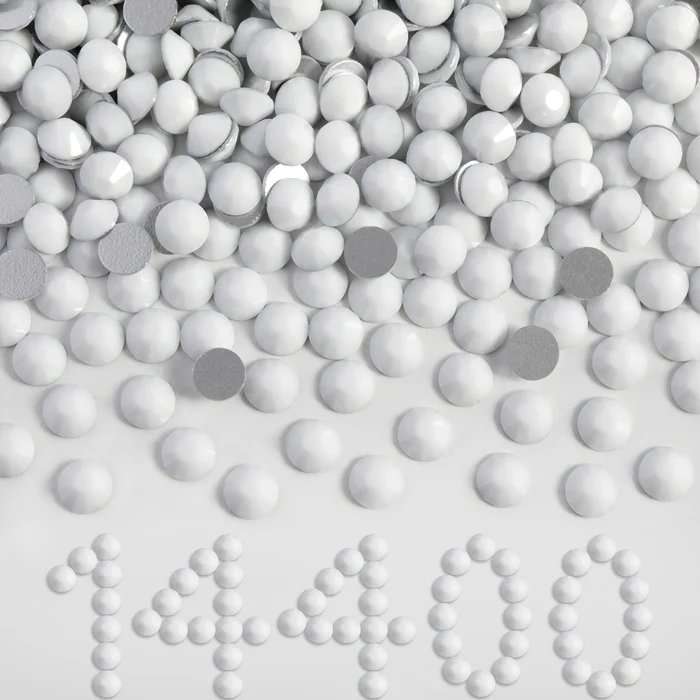 Flatback Rhinestones Bulk, Rhinestones for Nails Crafts Clothes DIY Decoration, Chalk White