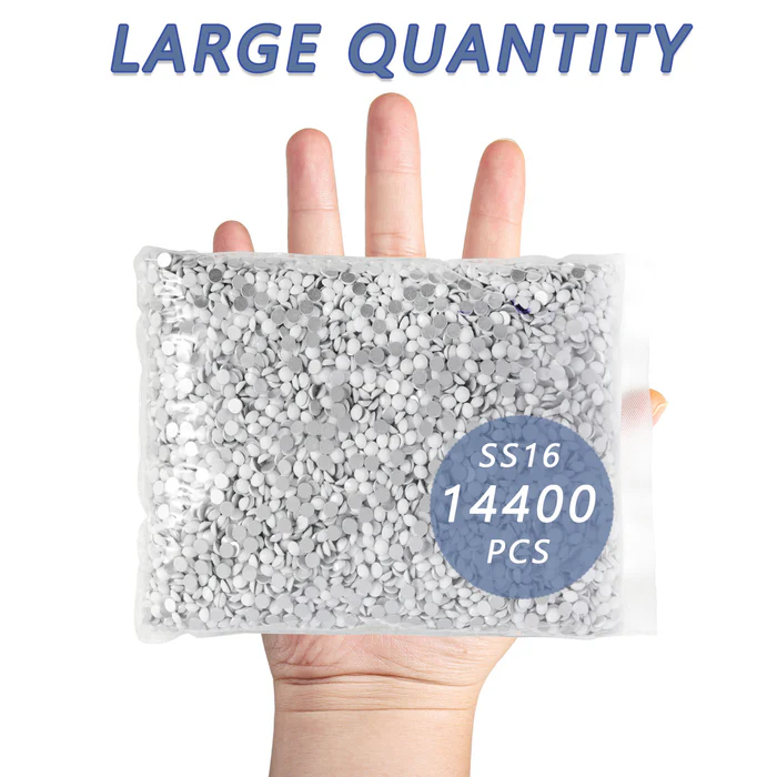 Flatback Rhinestones Bulk, Rhinestones for Nails Crafts Clothes DIY Decoration, Chalk White