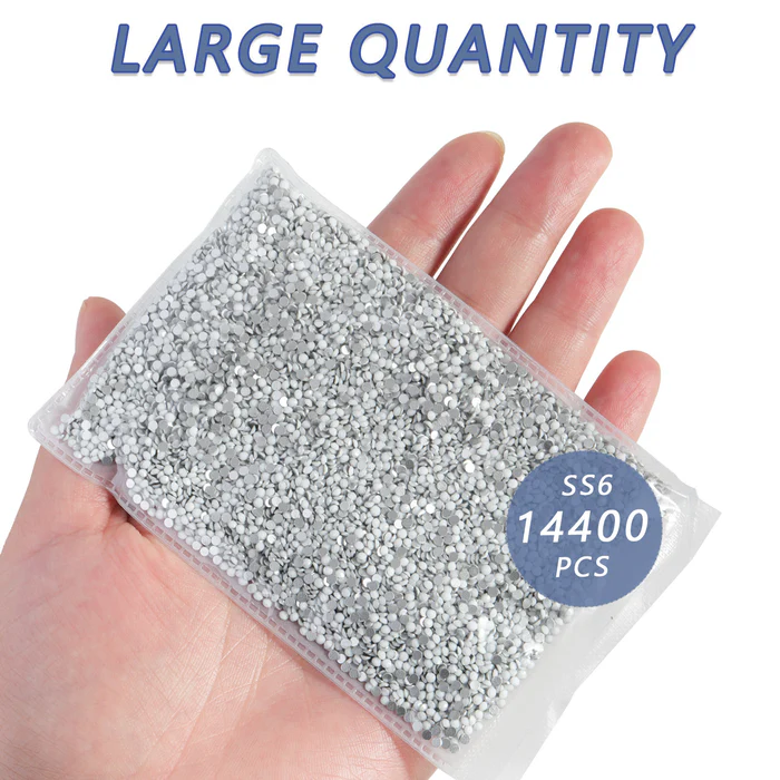 Flatback Rhinestones Bulk, Rhinestones for Nails Crafts Clothes DIY Decoration, Chalk White