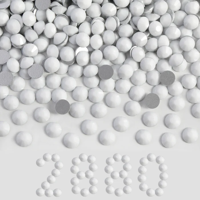 Flatback Rhinestones Bulk, Rhinestones for Nails Crafts Clothes DIY Decoration, Chalk White