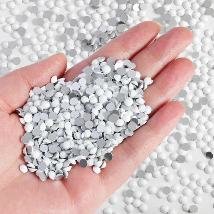 Flatback Rhinestones Bulk, Rhinestones for Nails Crafts Clothes DIY Decoration, Chalk White