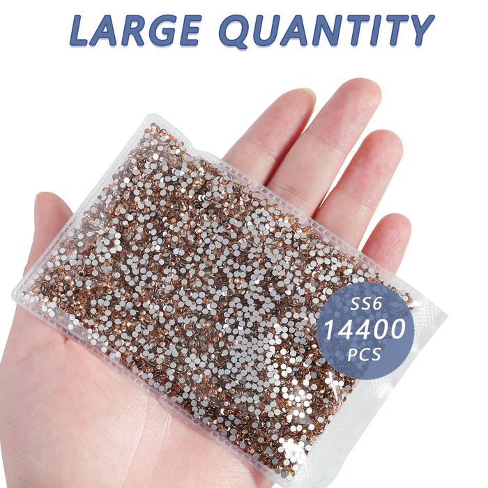 Flatback Rhinestones Bulk, Rhinestones for Nails Crafts Clothes DIY Decoration,Champagne