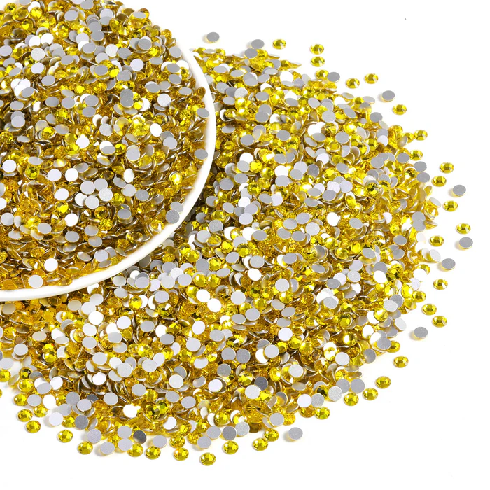 Flatback Rhinestones Bulk, Rhinestones for Nails Crafts Clothes DIY Decoration, Lemon Yellow