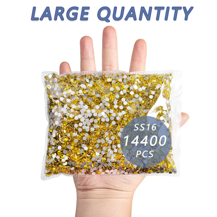 Flatback Rhinestones Bulk, Rhinestones for Nails Crafts Clothes DIY Decoration, Lemon Yellow