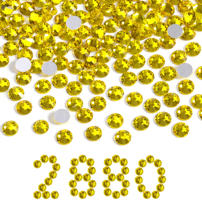 Flatback Rhinestones Bulk, Rhinestones for Nails Crafts Clothes DIY Decoration, Lemon Yellow