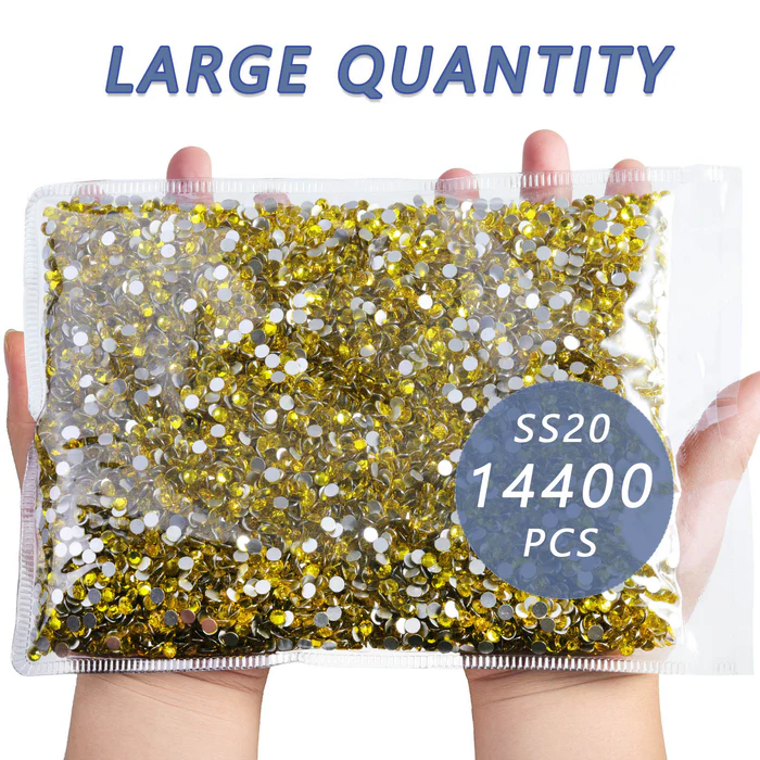 Flatback Rhinestones Bulk, Rhinestones for Nails Crafts Clothes DIY Decoration, Lemon Yellow