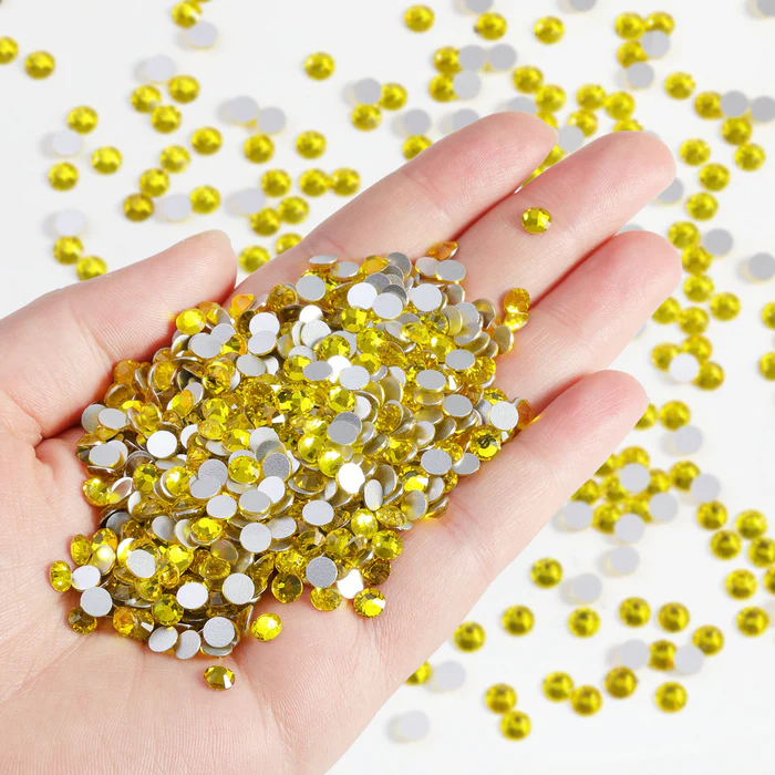 Flatback Rhinestones Bulk, Rhinestones for Nails Crafts Clothes DIY Decoration, Lemon Yellow