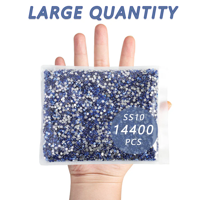 Flatback Rhinestones Bulk, Rhinestones for Nails Crafts Clothes DIY Decoration, Light Blue
