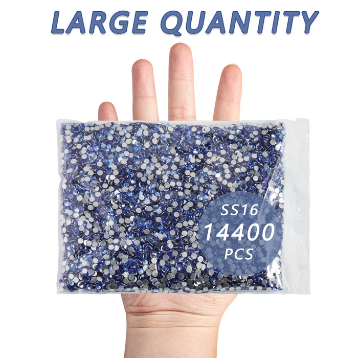 Flatback Rhinestones Bulk, Rhinestones for Nails Crafts Clothes DIY Decoration, Light Blue