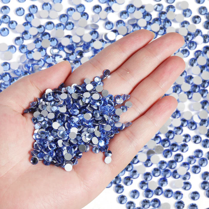 Flatback Rhinestones Bulk, Rhinestones for Nails Crafts Clothes DIY Decoration, Light Blue