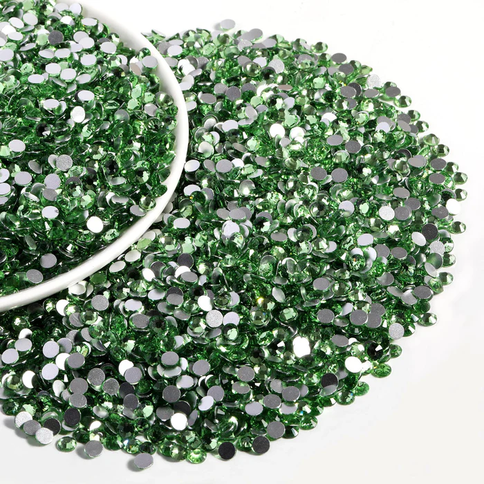 Flatback Rhinestones Bulk, Rhinestones for Nails Crafts Clothes DIY Decoration, Light Green