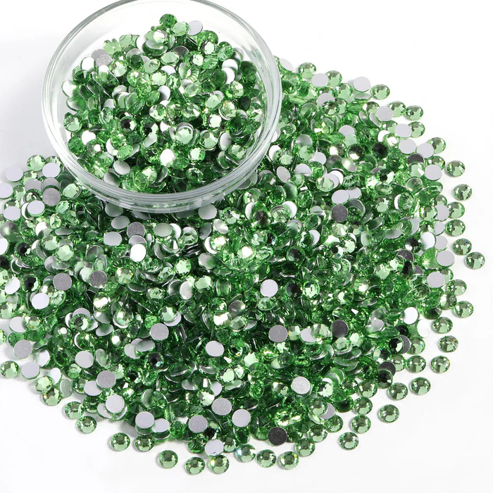 Flatback Rhinestones Bulk, Rhinestones for Nails Crafts Clothes DIY Decoration, Light Green