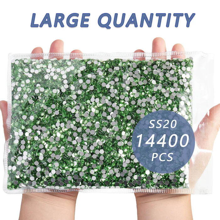 Flatback Rhinestones Bulk, Rhinestones for Nails Crafts Clothes DIY Decoration, Light Green