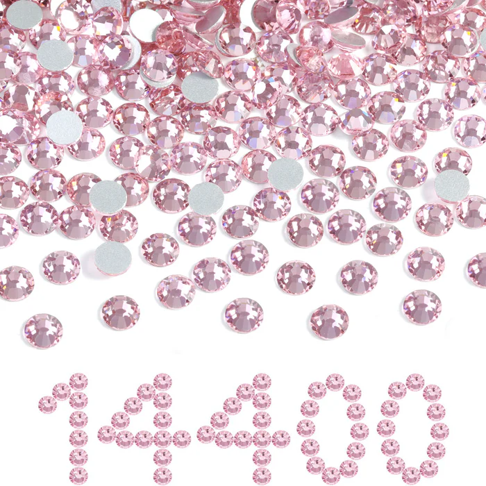 Flatback Rhinestones Bulk, Rhinestones for Nails Crafts Clothes DIY Decoration,Light Pink