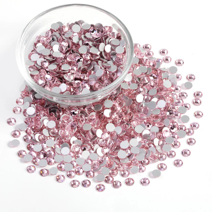 Flatback Rhinestones Bulk, Rhinestones for Nails Crafts Clothes DIY Decoration,Light Pink