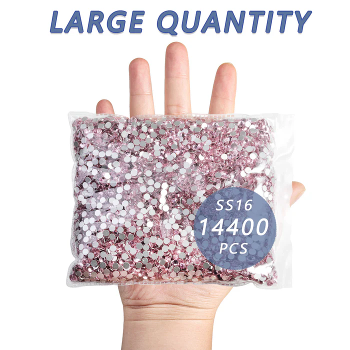 Flatback Rhinestones Bulk, Rhinestones for Nails Crafts Clothes DIY Decoration,Light Pink