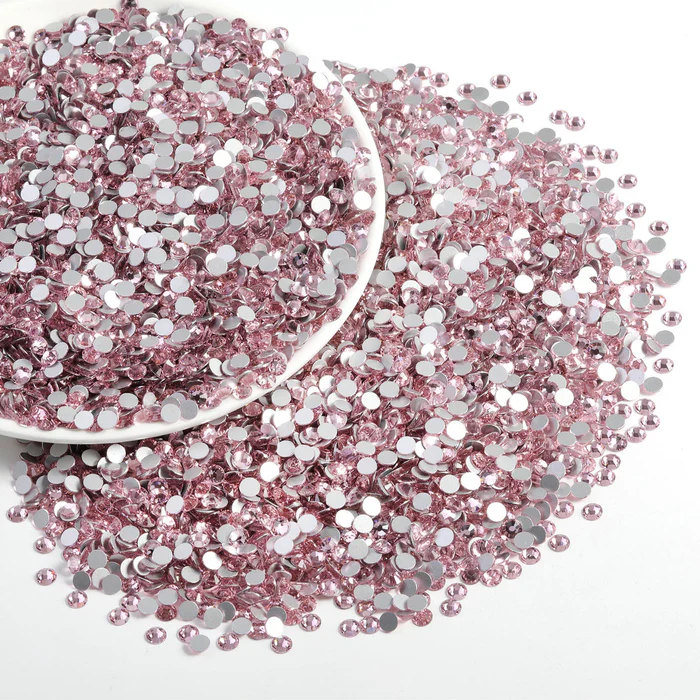 Flatback Rhinestones Bulk, Rhinestones for Nails Crafts Clothes DIY Decoration,Light Pink