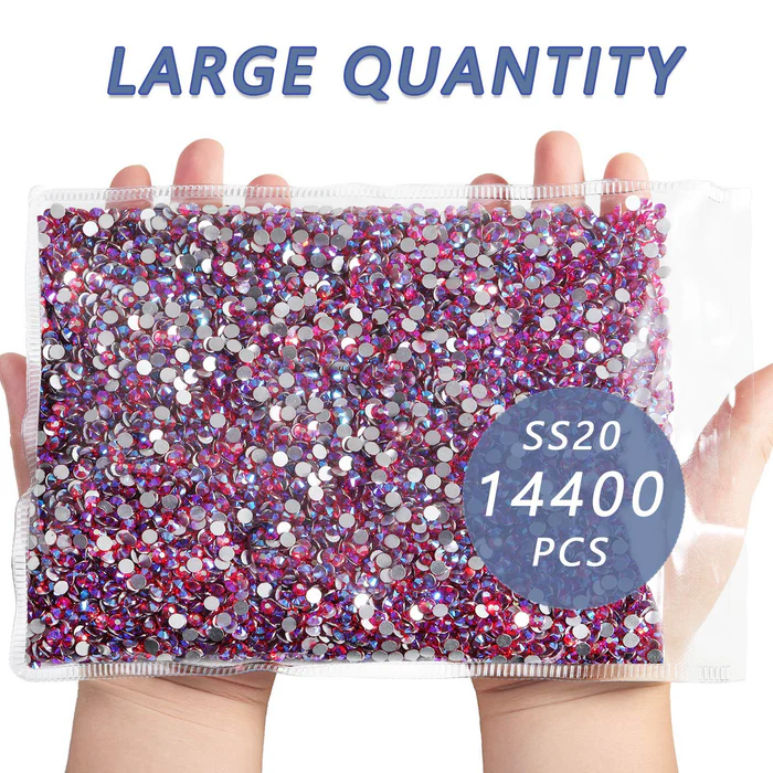 Flatback Rhinestones Bulk, Rhinestones for Nails Crafts Clothes DIY Decoration,Light Siam AB