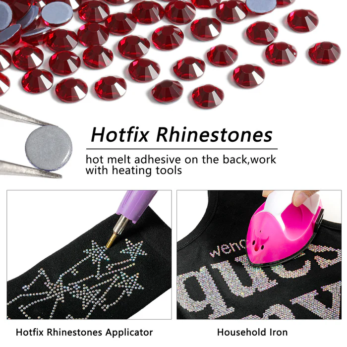 Hotfix Rhinestones Bulk, Hot Fix Rhinestones for Crafts Clothes DIY Decoration, Dark Siam